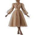 thumbnail image 2 of Robe de Soirée Formelle pour Femmes Patchwork en Maille Manches Longues, 2 of 7