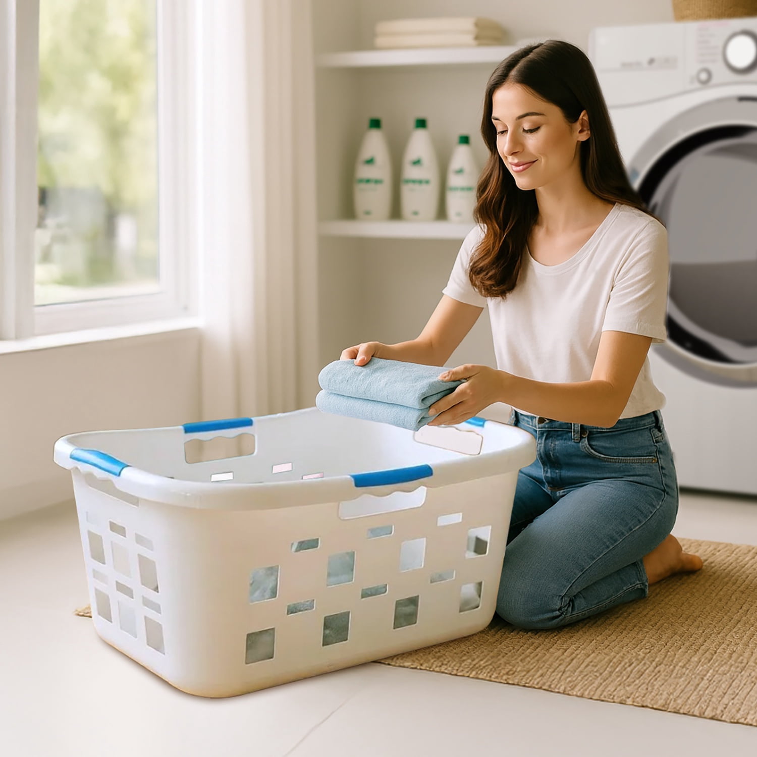 CLOROX Anti-Microbial 2 Bushel Rectangle Laundry Basket - White