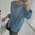 thumbnail image 6 of Women's Knitted Cover Up Sweater Top Casual Loose Hollow Out Meshes Long Sleeve Shirt Pullover Top 2024 Outfit, 6 of 9