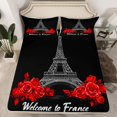 thumbnail image 2 of Homewish Red Rose Twin Sheet Sets,France Prias Eiffel Tower Twin Fitted Sheet,Valentine'S Day Theme Flat Sheet For Men Women,Ultra Soft Home Decor,3pcs, 2 of 7