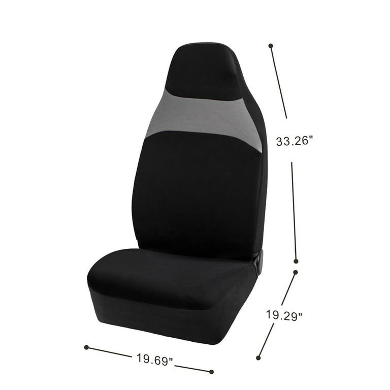 Auto Drive 1pc Two-Tone High Back Seat Covers Polyester Black/Gray -  Universal Fit, AD081700B 