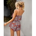 thumbnail image 6 of NAYTOAO Women's Bohemian Print Strapless Tube Top Romper, Ruffle Smocked Waist Summer Short Jumpsuit, 6 of 7