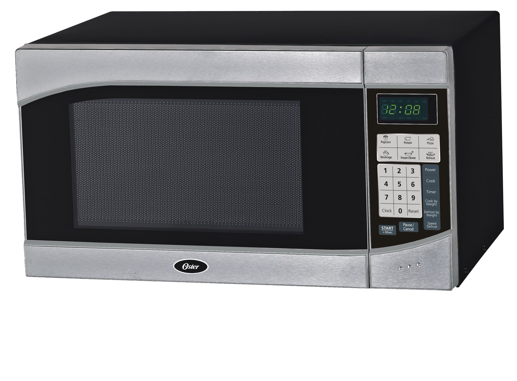 Oster 0.9 Cubic Foot Digital Microwave Oven, Stainless/Black