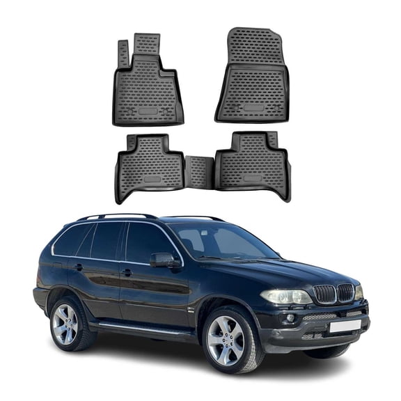 OMAC Floor Mats Liner for BMW X5 E53 2000-2006 Rubber TPE Black 4Pcs
