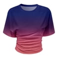 thumbnail image 4 of TrendOFT Ruched Shirts for Women Gradient Color Crew Neck Half Sleeve Summer 2026 Casual Cinched Waist Crop Tops Purple XL, 4 of 4