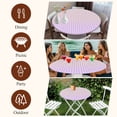 thumbnail image 7 of Yellow Pink Stripe Round Tablecloth, Fitted Table Cover with Elastic for 55"-60" Round Tables, Vertical Striped Gradient Geometric Table Cloth Outdoor Indoor Dinning Party Waterproof Tablecloths, 7 of 7