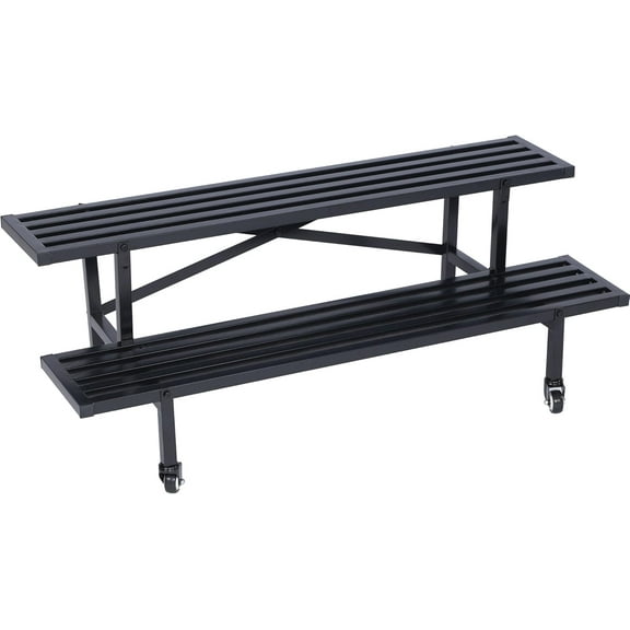 2 Tier Sturdy Metal Plant Stand Heavy Duty Plant Holder Garden Plant Shelf with Wheels, Space Saving Plant Display Rack, 45.67''L x 17.5''W x 16.14''H, 440lb Capacity