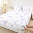 thumbnail image 3 of Castle Fairy Girly Ribbon Bow Twin Sheet Sets for Child Boys Girls,Purple Bow Tie Bedding, 3 of 7