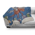 thumbnail image 3 of Horse Soft Flannel Fleece Blanket, Vector Illustration of Horse with Wings and the Buildings in Snowy Winter, Cozy Plush for Indoor and Outdoor Use, 70" x 90", Dark Orange and Blue, by Ambesonne, 3 of 6