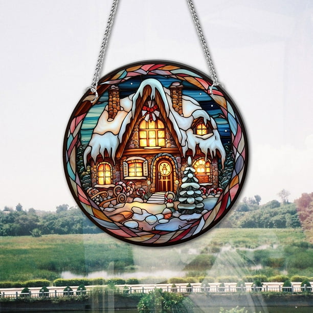 Decoración colgante de vitral de calabaza de Halloween