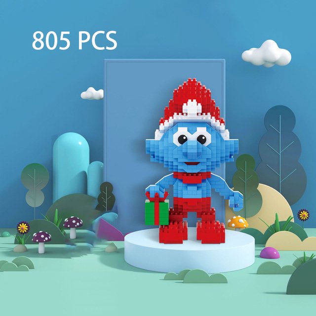 NEW Cartoon Smurfs Mini Blocks Small Bricks Anime Building Collection Toy Figure Kids Gifts Present