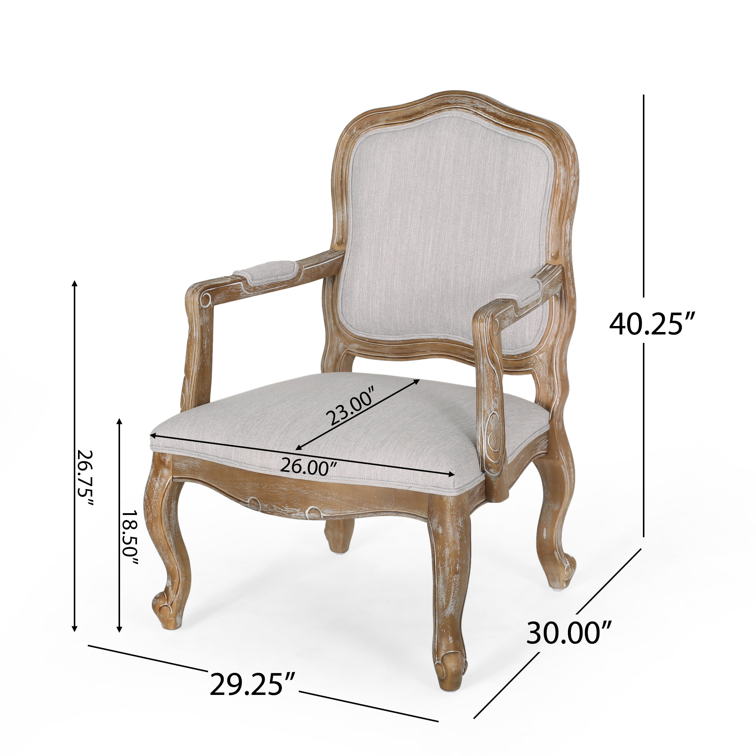 Noble House Joni Indoor French Fabric Dining Chair, Set of 6, Light Gray