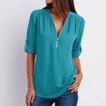 thumbnail image 2 of Fengactive Business Casual Tops for Women Summer Fashion Work Shirt Elegant Half Sleeve Zip-Up Blouse Going Out, 2 of 3