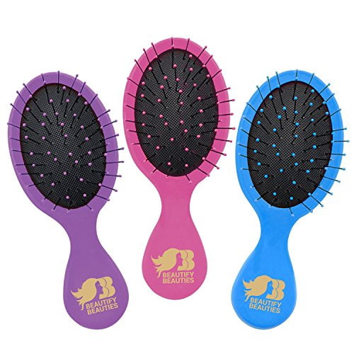 Beautify Beauties Mini Kids Hair Brush Set (Pink/Purple/Blue)