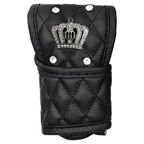 PU Leather Car Gear Shift Cover Anti-Slip Leather Car Gear Shift Knob Cover with Bling Crown,1 * Car Knob Shift Gear Cover,black