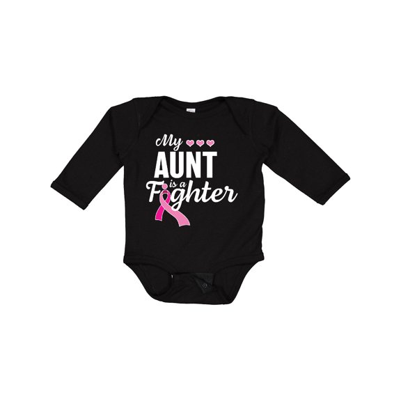 Inktastic Breast Cancer Awareness My Aunt is a Fighter Boys or Girls Long Sleeve Baby Bodysuit