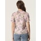thumbnail image 4 of Blusa floral con ribete de volantes y manga corta de gasa para mujer Allegra K Rosa Gris M, 4 of 4