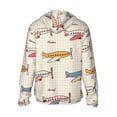 thumbnail image 3 of Kll Striped Vintage Planes Print Men'S Women’s Upf 50+ Sun Protection Outdoor Hoodie Jacket Long Sleeve Fishing Hiking Performance Shirt- 3x-Large, 3 of 8