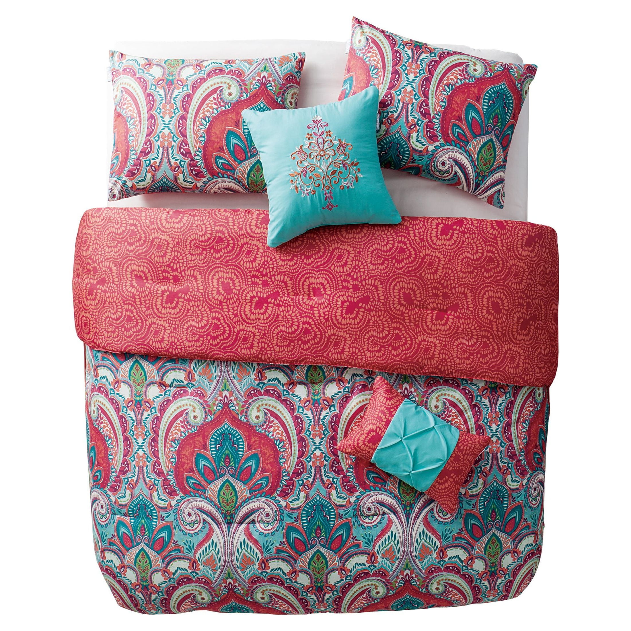 VCNY Home Casa Real 5-Piece Multicolor Damask Reversible Comforter Set, Full/Queen, Adult, Unisex