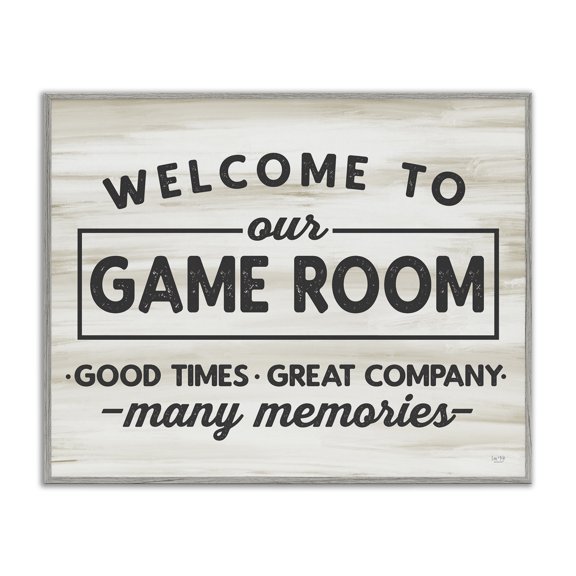 Stupell Industries Rustic Lodge Welcome To Game Room Gray Framed Giclee Art, 30 x 24, by Lux Me Designs
