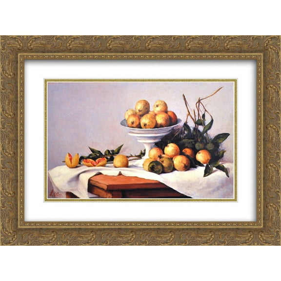 Francisco Oller 2x Matted 24x18 Gold Ornate Framed Art Print 'Guayabas '