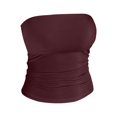 thumbnail image 6 of WTXUE Womens Strapless Tube Tops Basic Tee Shirts Sleeveless Bandeau Going Out Crop Tops Slim Fit Tee Tops Tank Casual Short Shirts Tight Shirts Summer Outfits Brick Red M, 6 of 6