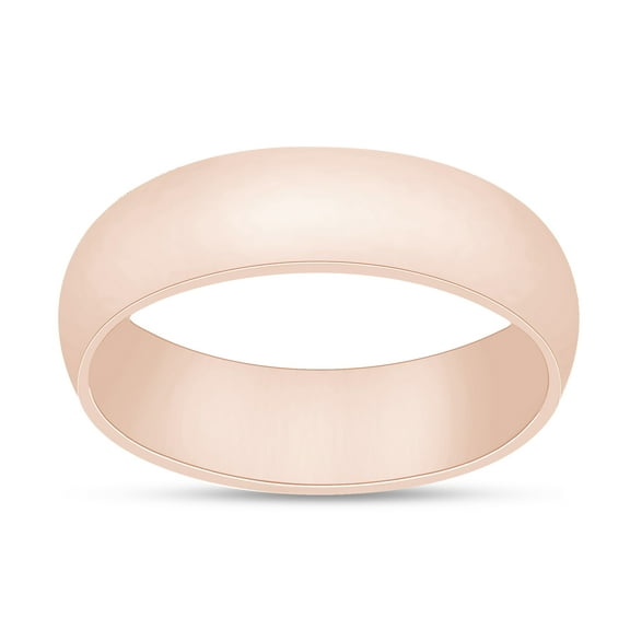 14K Rose Gold Plated 925 Sterling Silver 6mm Comfort Fit Mens Plain Classic Engagement Anniversaries Dome Band Ring Size 5