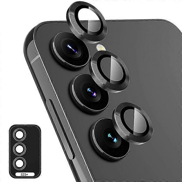 For Samsung Galaxy S25 ENKAY Hat-Prince Camera Lens Protector Metal Ring Lens Film - Black