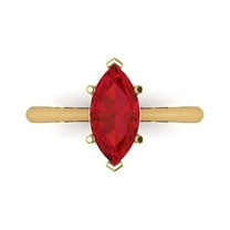 Solitaire Engagement Ring for Women - 1.5ct Simulated Ruby in 18K Yellow Gold Promise Ring