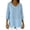 Light Blue, variant on Women's Soild Color Cotton Linen Top, Loose Fit V Neck Casual Shirt, Front Short Back Long 3/4 Sleeve Blouse with Side Slit, Plus Size Tunic for Everyday Wear Green S