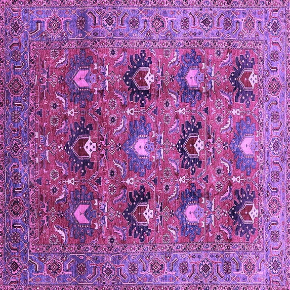 Ahgly Company Indoor Square Oriental Purple Industrial Area Rugs, 6' Square