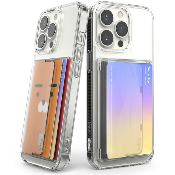 Ringke Side Slot Card Holder for Smartphone, Adhesive Slim Wallet ID Sleeve - Clear Mist