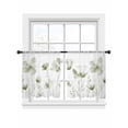 thumbnail image 2 of Sage Green Flowers Semi Sheer Curtains 54 Inch Length 2 Panels Set, Watercolor Retro White Floral Leaves Sheer Kitchen Curtain Privacy Voile Window Curtain for Living Room Bedroom Rod Pocket Drapes, 2 of 7
