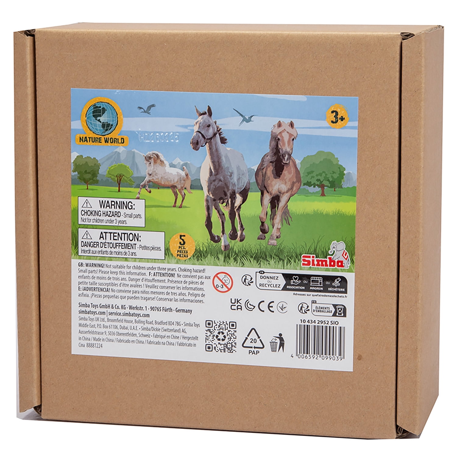 Simba Toys: Horse Set – 5 Detailed Pony Figurines, 6" Toy Animal Miniatures, Various Colors & Breeds, Collectible Figures, Nature World, Kids 3+
