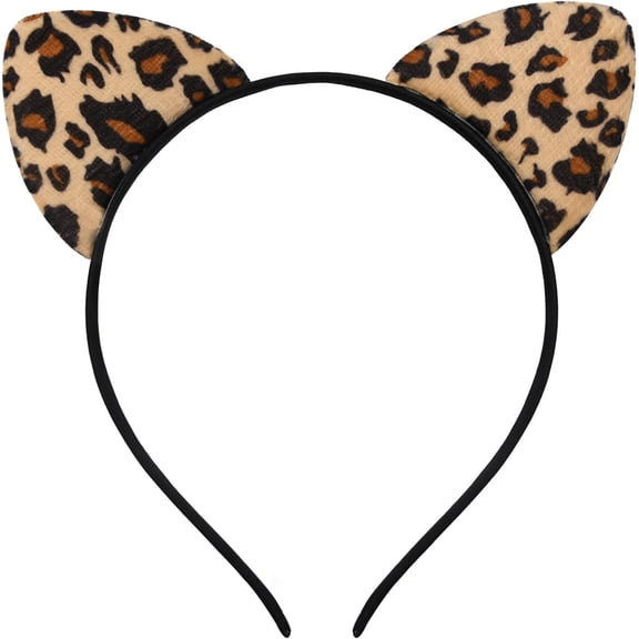 Glitter Leopard Ears Headband for Women, Halloween Leopard Costume Hair Accessories for Adult