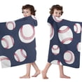 thumbnail image 4 of Navy Blue Baseballs Pattern Hooded Bath Towel，60"x35" for Ages 3 To 12 Kids, Quick Dry Lightweight Soft Microfiber Hood Beach Towel Cover Up for Kids, 4 of 7