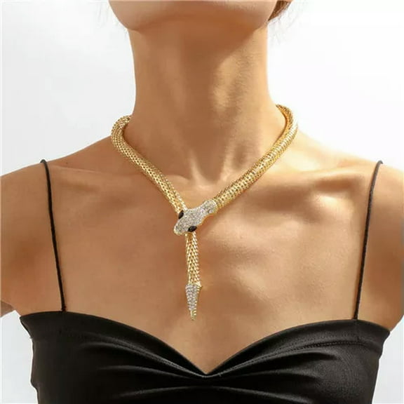 HOOUN Punk Clavicle 925 Silver Snake Necklace Choker Women Curb Cuban Chain Jewelry-#2