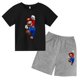 thumbnail image 3 of Conjunto de 2 piezas de camiseta y pantalones cortos de Mario de manga corta de verano para niños y niñas de 3 a 12 años, conjunto deportivo informal para niños, 3 of 4