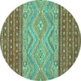 thumbnail image 1 of Ahgly Company Indoor Round Southwestern Turquoise Blue Country Area Rugs, 6' Round, 1 of 4