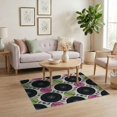 thumbnail image 3 of ODIKA 4'x6' Washable Area Rug Music Vinyl Note Record Inspired Showcasing Grid Layout Round for Bedroom, Reading Nook, Pet Friendly & Non-Shedding, 3 of 7