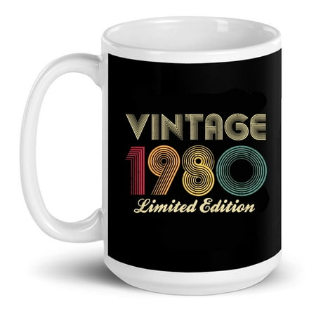 

45th Birthday Vintage 1980 Limited Edition 45 Years Old Gift Ceramic Mug 15oz (White;15oz)
