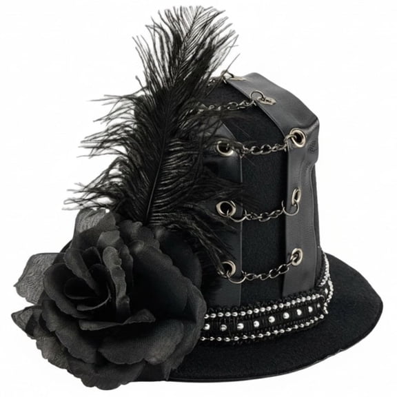 Hzzsbu Halloween Vintage Fascinator Hat Gothic Feather Cap Hairpin For Women Party Carnival Festival Headwear