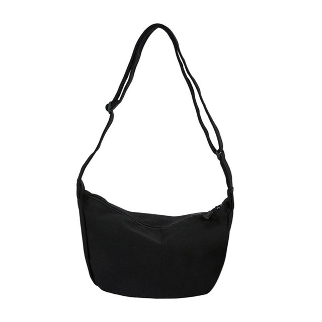 Bolso de hombro de lona para mujer, estilo informal, con correa ajustable para el hombro negro