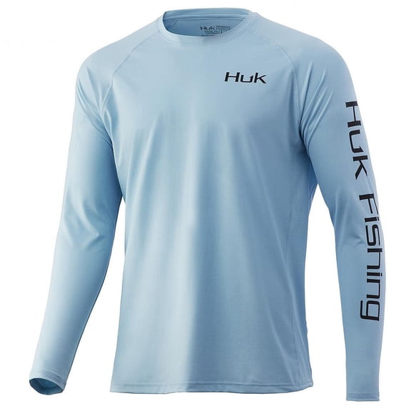 HUK Men's Standard KC Pursuit Long Sleeve Sun Protecting Fishing Shirt, Light on Sail-Ice Blue, 3X-Large