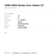 thumbnail image 2 of 1999-2005 Honda Civic Sedan 15" OEM Factory Wheel Rim 42700S02A21, 2 of 2