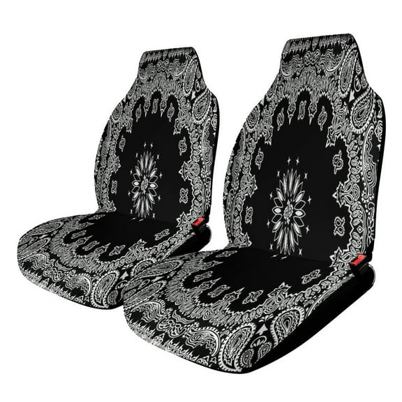 Bandana Pattern Set of 2Pcs Car Seat Covers Easy Clean Automobile Seat Protector Car Interior Accessories