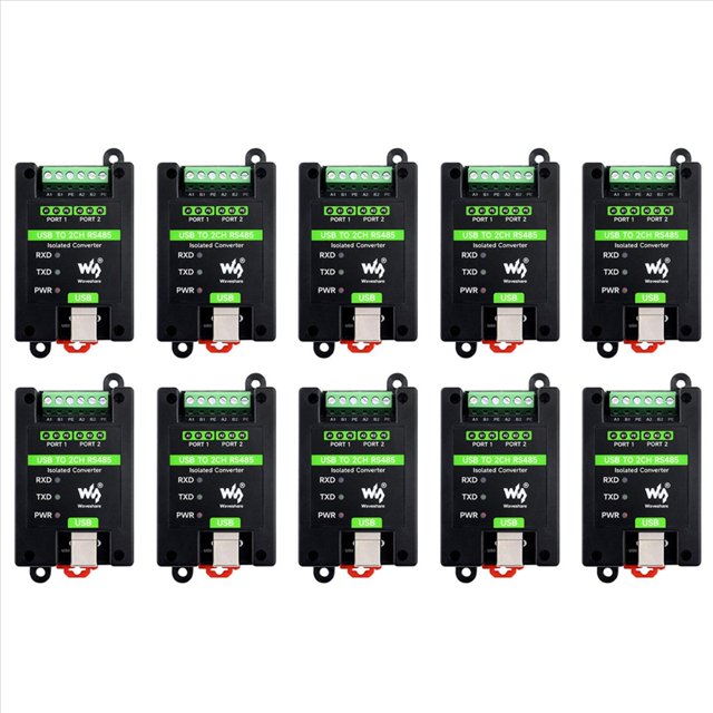 10X Convertidor Aislado de Industrial USB A RS485 de 2 Canales FT2232HL Soporte de Pared y Riel DIN