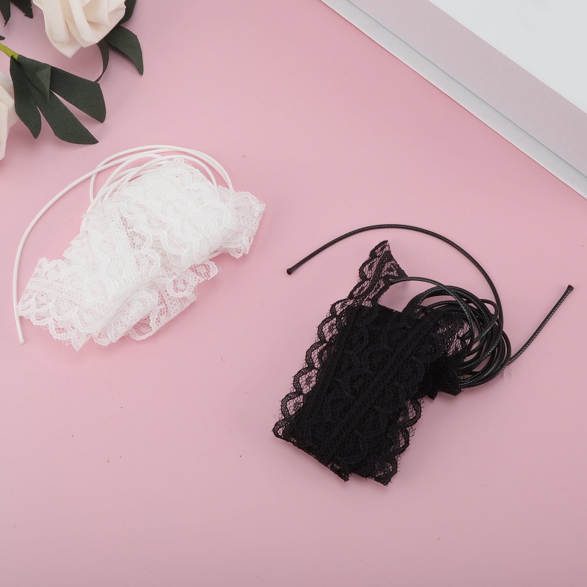 Unique Bargains Lace Bow Pattern Adjustable Choker Necklace Wrist Bracelet 1 Pc Black