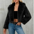 thumbnail image 6 of Nfurl Womens Fluffy Faux Fur Short Jackets Soft Long Sleeve Open Front Lapel Cropped Coats Causal Fall Winter Ladies Outerwear Black S, 6 of 8