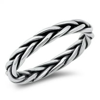 CHOOSE YOUR COLOR Oxidized Braided Band Stackable Ring .925 Sterling Silver Jewelry Female Size 7
